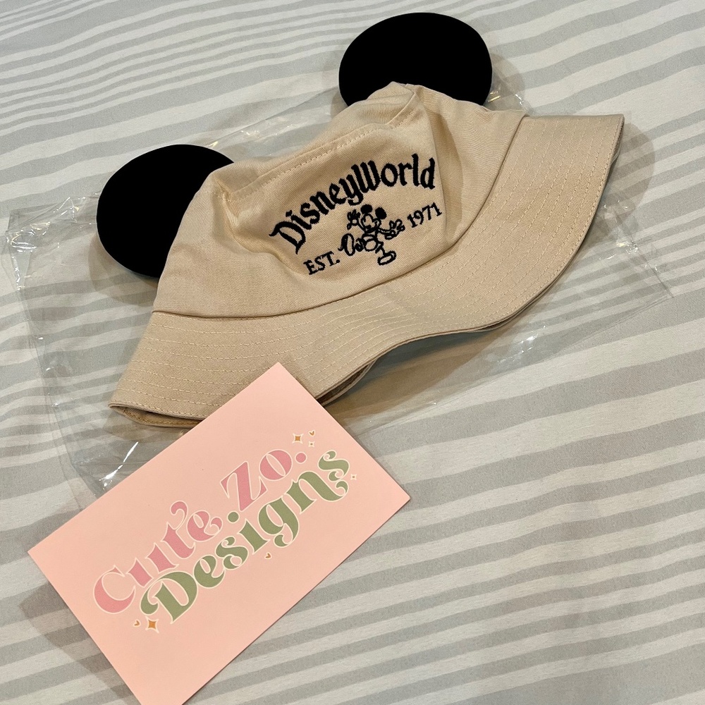 Cute Zo Designs Beige Mouse Disney World Bucket Hat